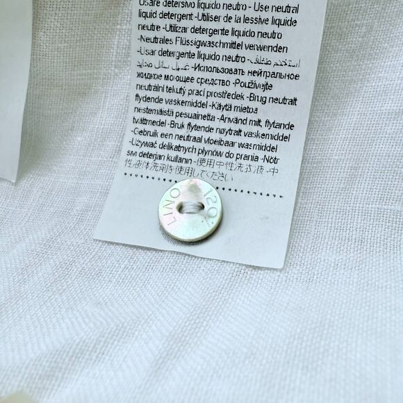 NWT 120% Lino Belted Linen Button Front Pintuck Detail Shirt Dress in White Sz S - Picture 8 of 11